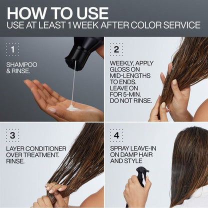 Step-by-step hair care guide using Redken Acidic Gloss Bundle for long-lasting color vibrancy