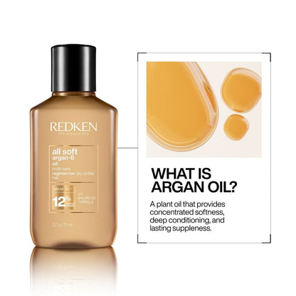 Redken All Soft Argan-6 Hair Oil - 111ml, soft argan treatment for silky smooth hair