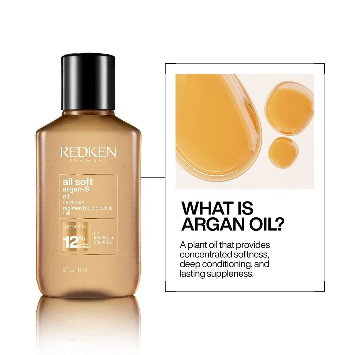 Redken All Soft Argan-6 Hair Oil - 111ml, soft argan treatment for silky smooth hair