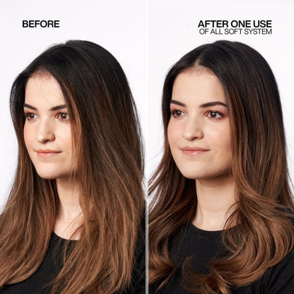 Before and after: Woman’s hair styled with ’Redken All Soft Heavy Cream - 250ml’