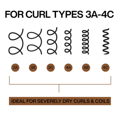 Curl Type Chart: 3A-4C Hair. Visual Guide for Dry Hair. Coily to Curly Hair Type.