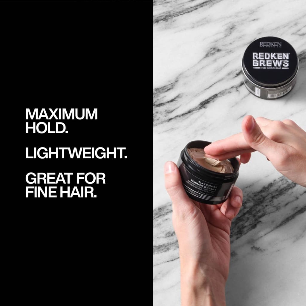 Redken Brews Clay Pomade - 100ml: Maximum hold hair styling for fine hair