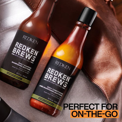 Bottles of Redken Brews shampoo and Redken Brews Daily Conditioner - 300ml for men