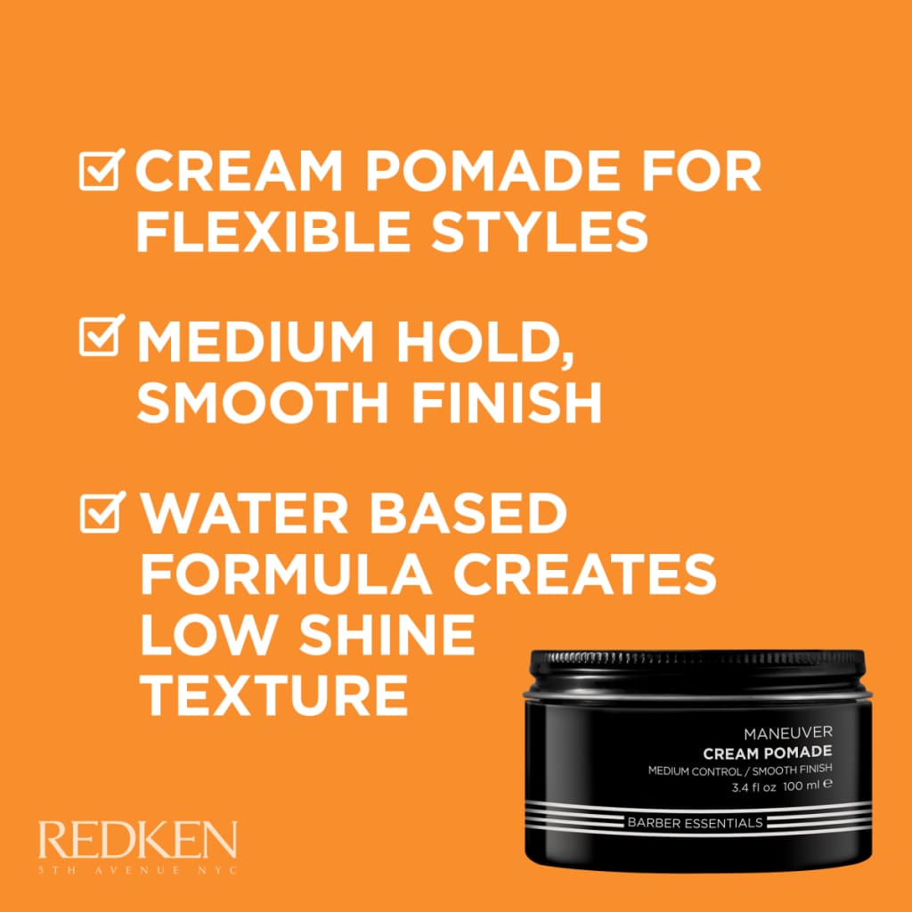 Black jar of Redken Brews Maneuver Cream Pomade for hair styling - 100ml