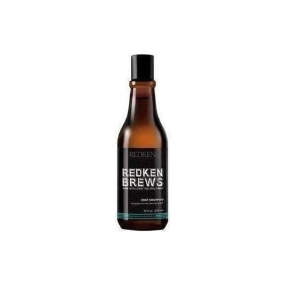 Redken Brews Mint Shampoo - 300ml Bottle with Dark Amber Glass and Black Cap