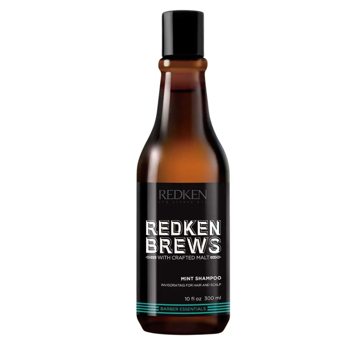 Redken Brews Mint Clean Shampoo - 300ml bottle with dark amber glass and black cap