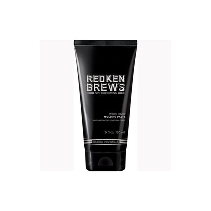 Redken Brews Work Hard Molding Paste for men’s hair grooming - 150ml black tube