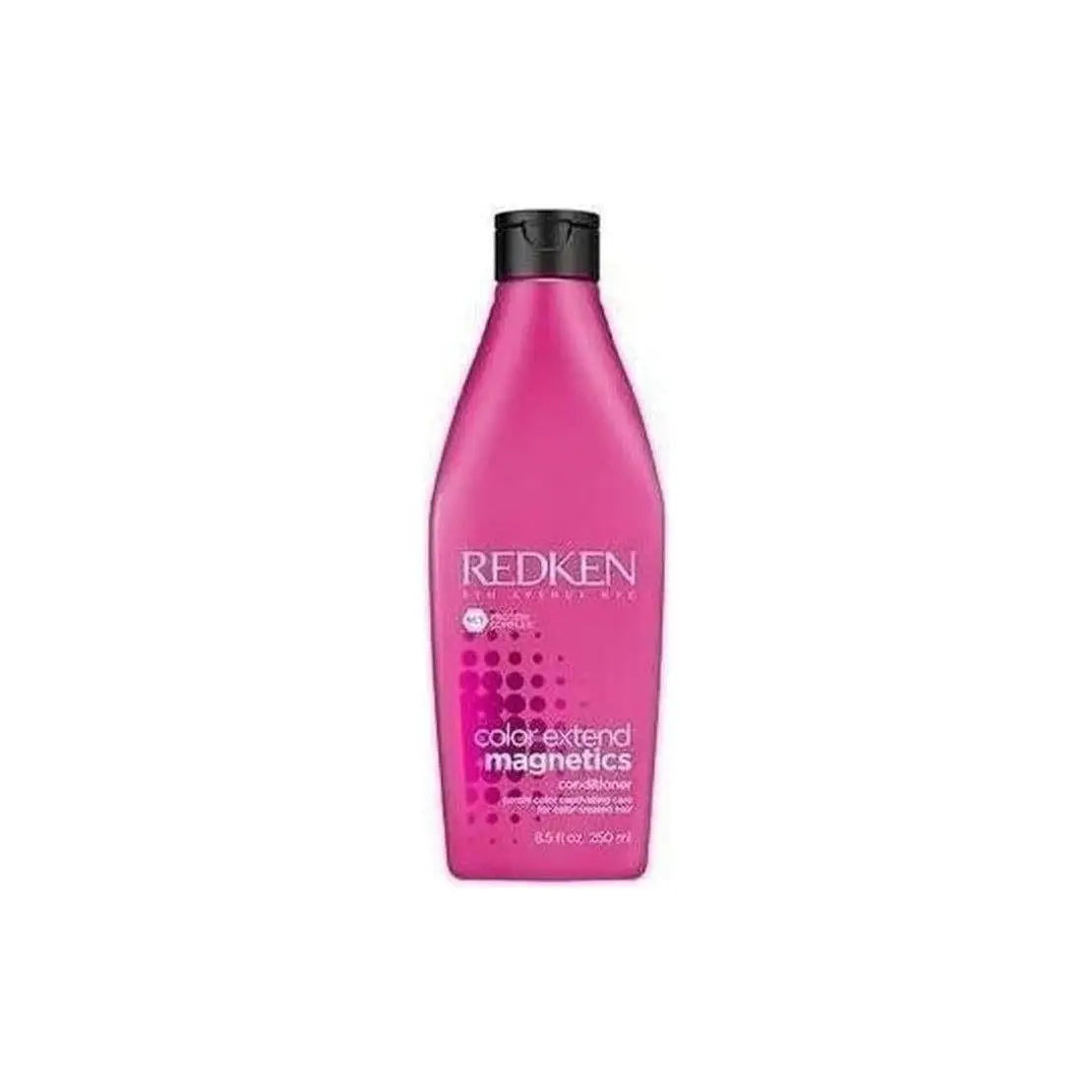 Pink bottle of Redken Color Extend Magnetics shampoo next to Redken Color Extend Conditioner