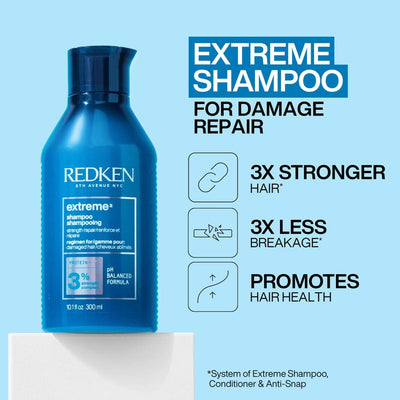 Redken Extreme Shampoo 300ml: Blue bottle designed for damaged hair repair