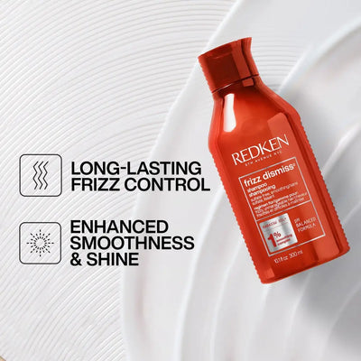 Redken Frizz Dismiss Shampoo: Long-lasting frizz control & enhanced smoothness.