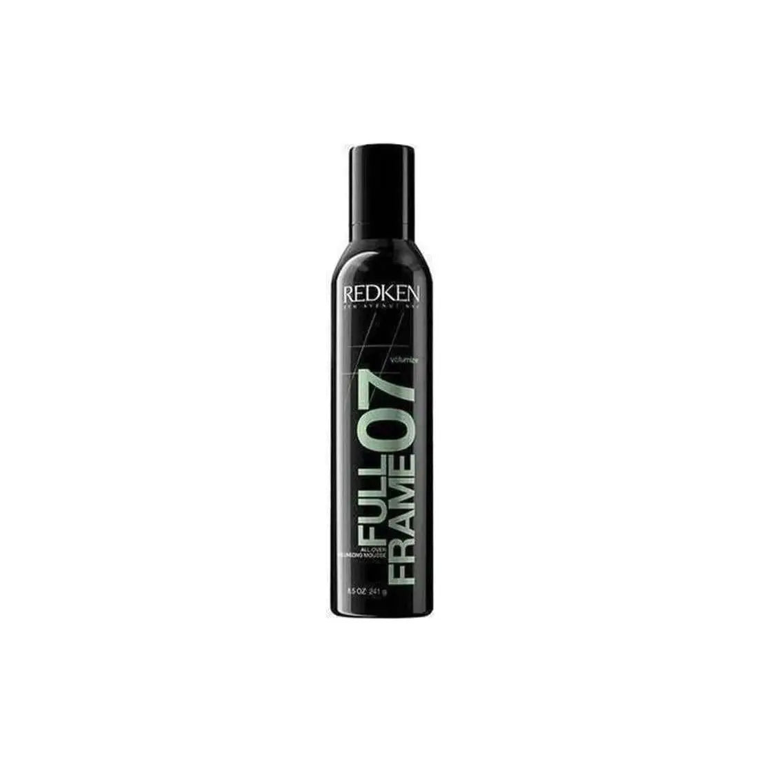 Black bottle of Redken Full Frame 07 volumizing mousse for natural-looking volume