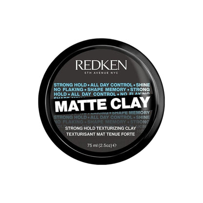 Circular container of Redken Matte Clay 75ml for flexible hold hair styling