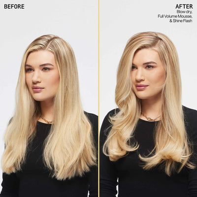 Hair Transformation: Before & After Blow Dry, Volume Mousse, Shine Flash. Stunning Blonde Hair.