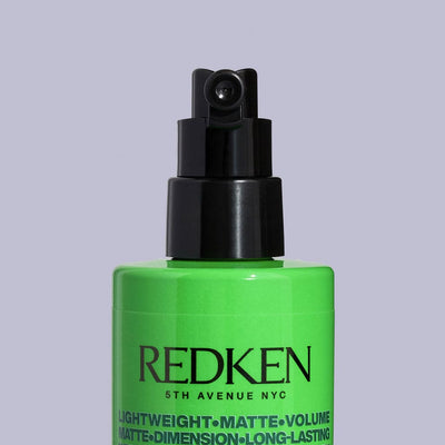 Bright Green Redken Volume Boost 250ml with black spray nozzle and Clean Feel Technology
