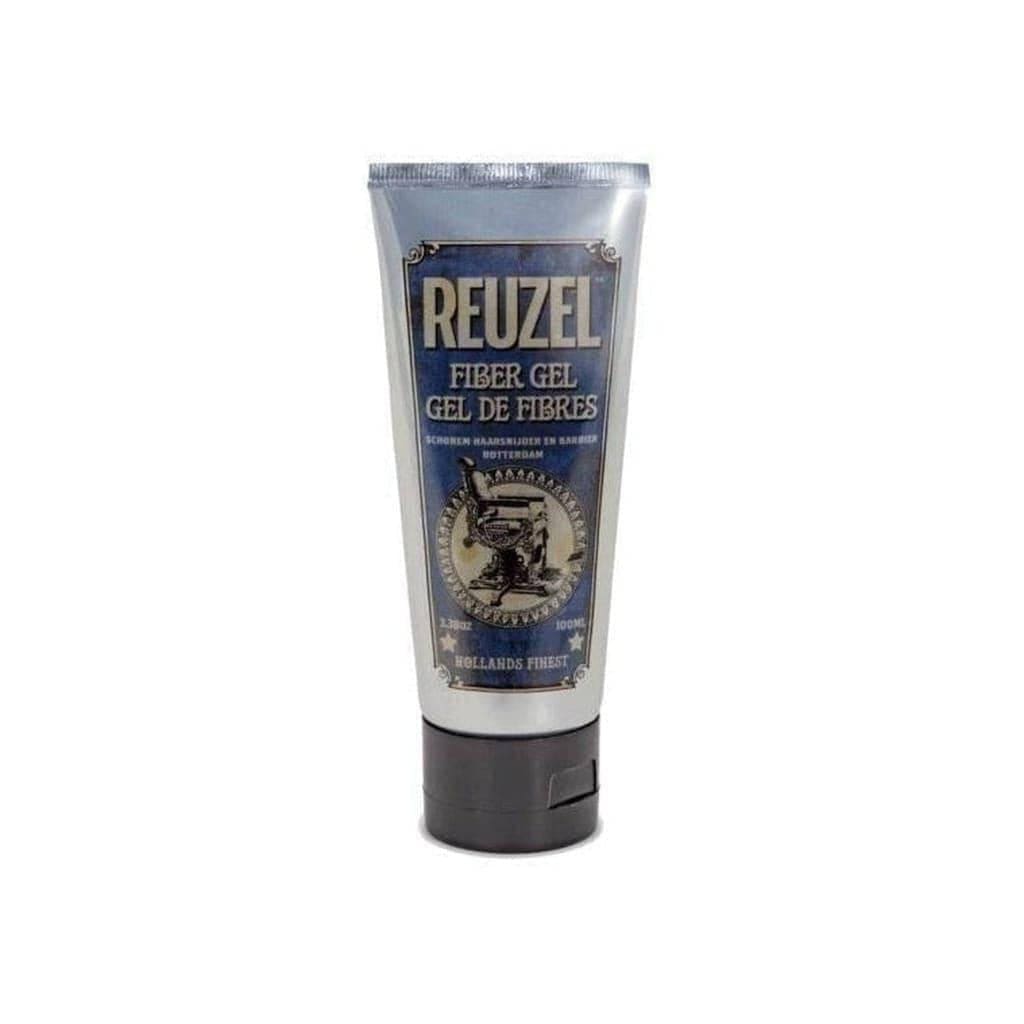 Tube of Reuzel Fiber Gel hair styling product - firm, pliable hold for flake-free hairstyles