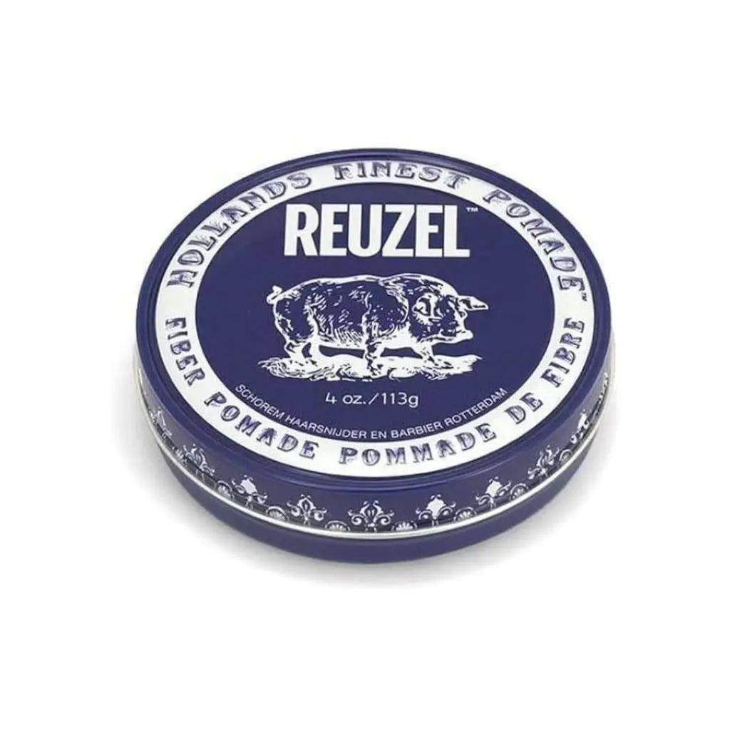 Circular tin of Reuzel Fiber Pomade 113 G - Textured Definition and Firm Hold hair care product