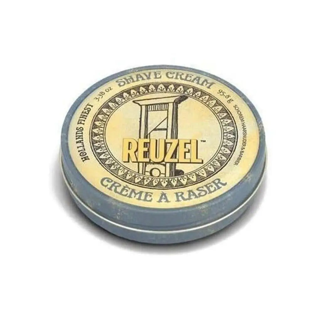 Vintage-style tin of Reuzel Shave Cream for a smooth, nick-free shave