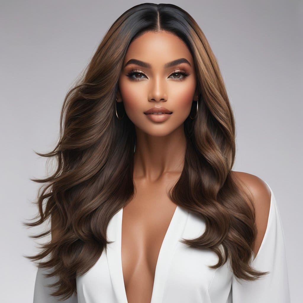 Ruby Wigs | Bella Long brown Synthetic Wig With Gentle Waves - synthetic wig - Wigs By Ruby - Shop