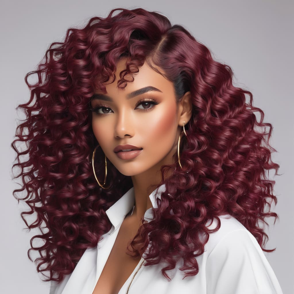 Ruby Wigs | Jessica Burgundy Corkscrew Synthetic curly wig - synthetic wig - Wigs By Ruby - Shop