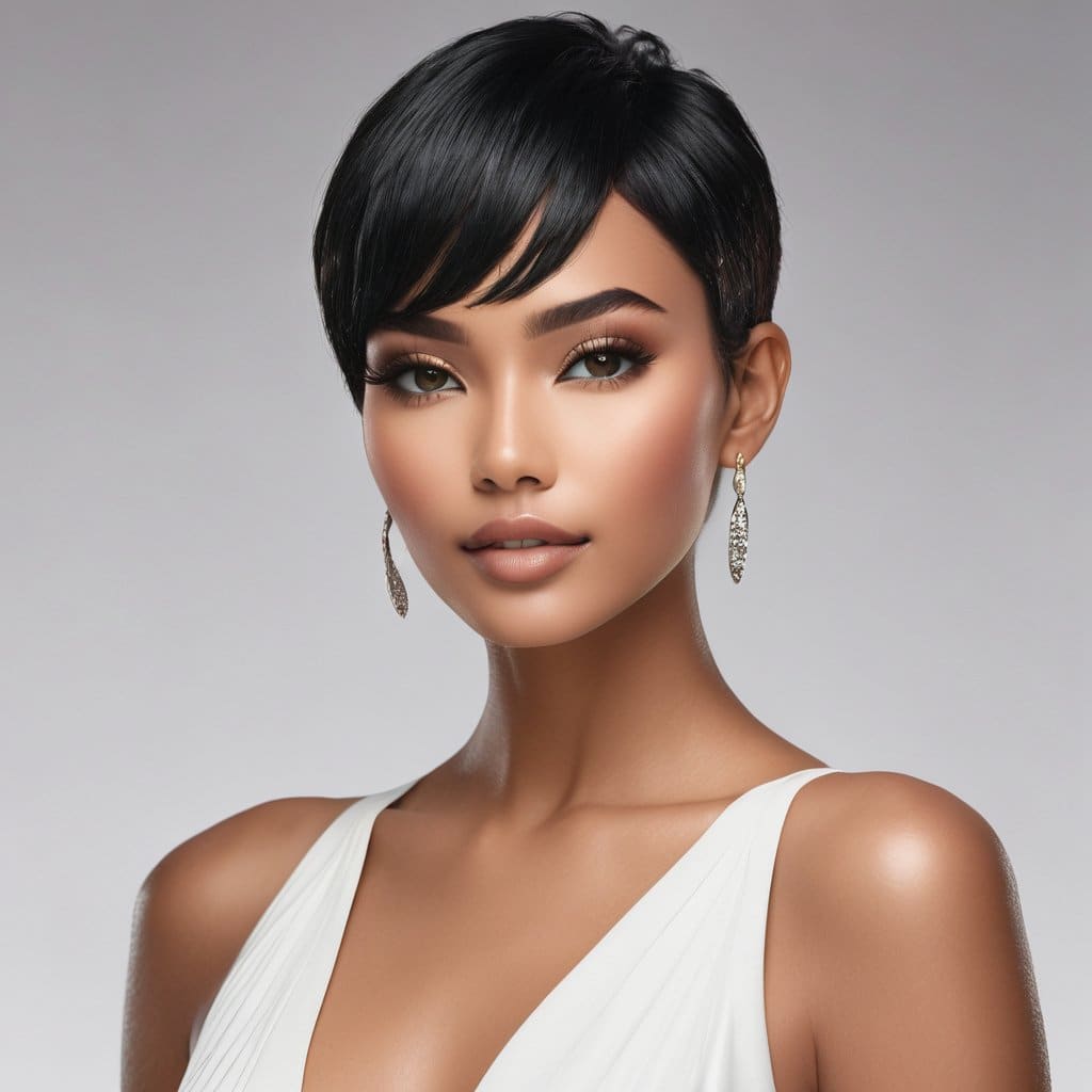 Ruby Wigs | Lillian Black Synthetic Pixie Wig With Fringe - pixie wig - Wigs By Ruby - Shop