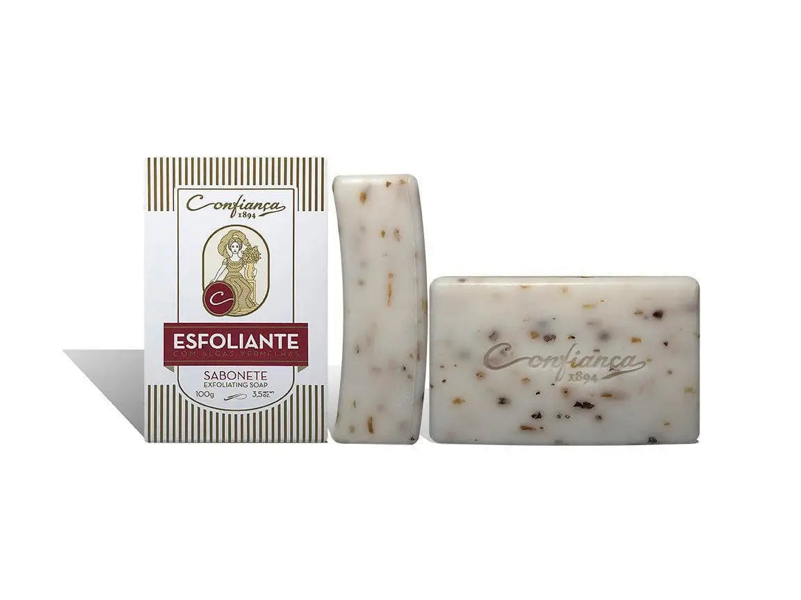 Sabonete Confianca Esfoliante Body Scrub Soap Bar 100g with natural ingredients packaging