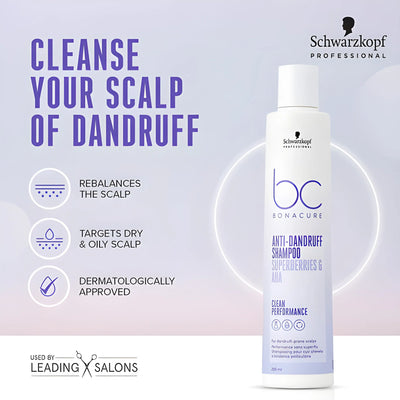 Schwarzkopf BC Bonacure Anti-Dandruff Shampoo: Cleanse Your Scalp & Rebalance. Dermatologically Approved.