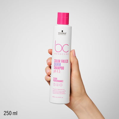 Schwarzkopf Color Freeze Silver Shampoo 250ml. Tone Neutralizing Shampoo for Blonde & Grey Hair. pH 4.5 Anti-Brass Vegan Formula