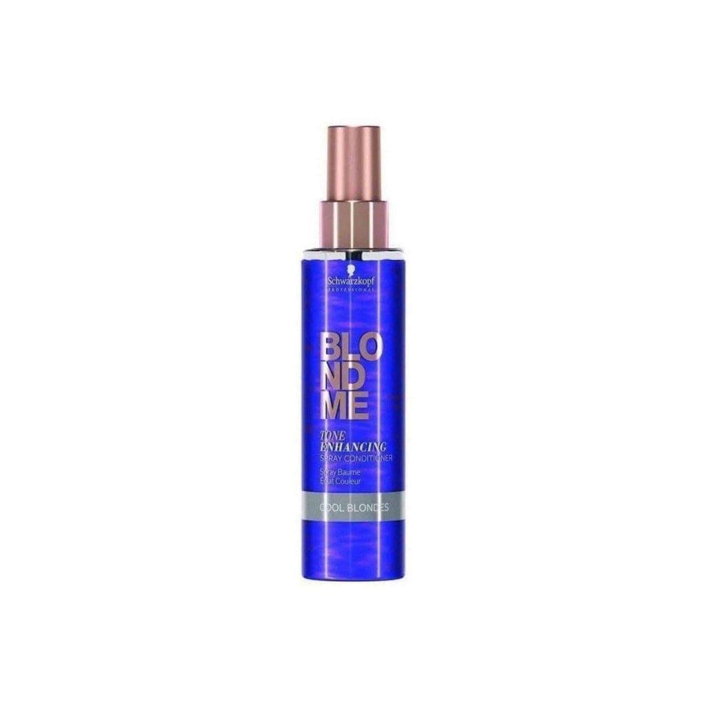 Bottle of Blue Schwarzkopf BlondeMe Enhance Bond Spray Conditioner with Gold Cap - 150ml