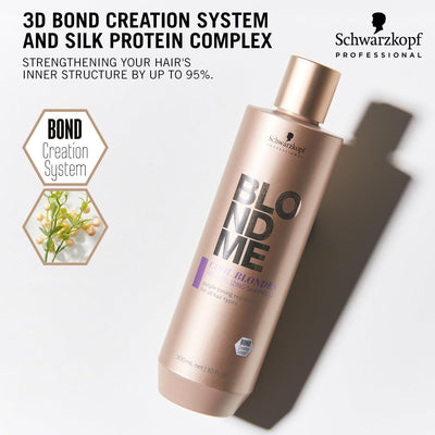 Schwarzkopf BLONDME Cool Blondes Cool Shampoo 300ml | Neutralizes Yellow Undertones for luminous, vibrant blonde hair.