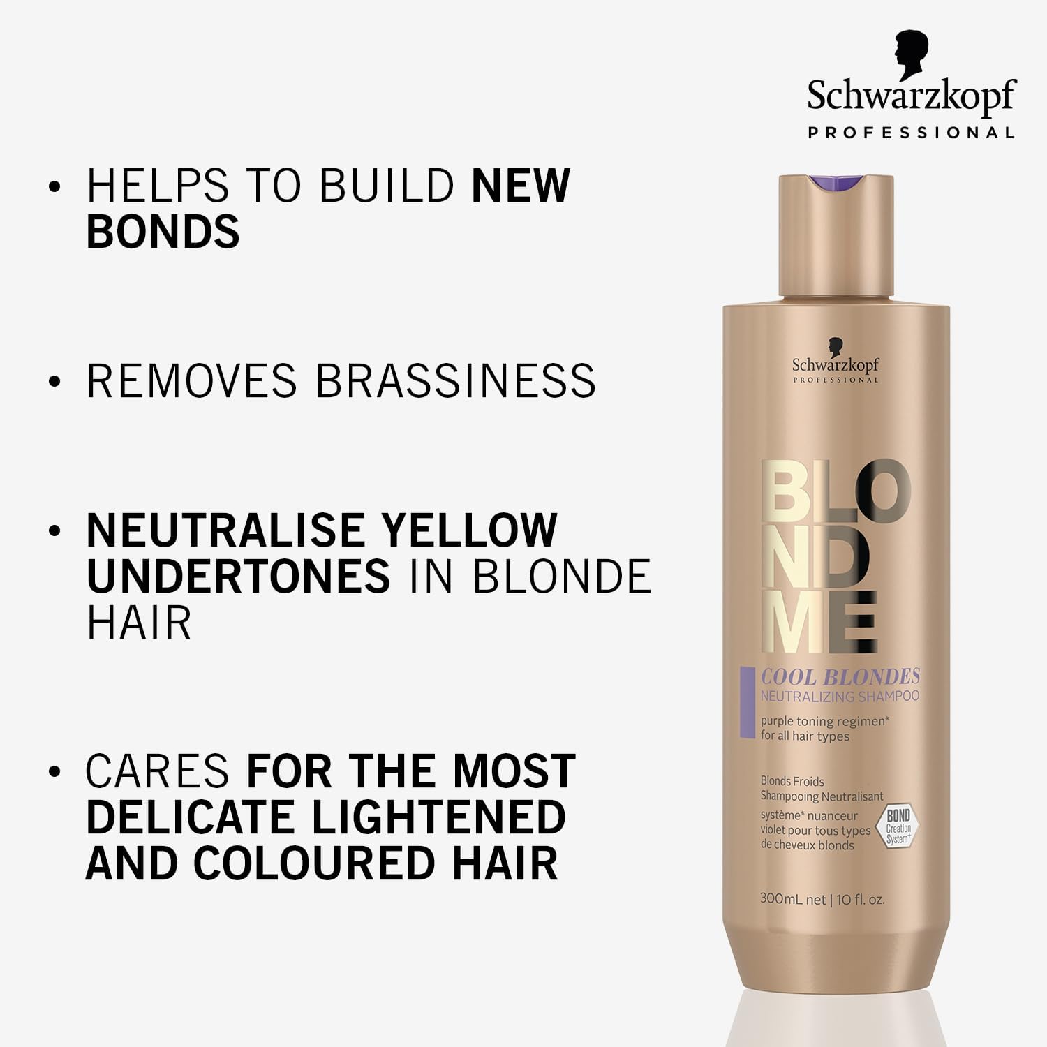 Schwarzkopf BLONDME Cool Blondes Cool Shampoo 300ml | Neutralizes Yellow Undertones for vibrant, luminous blonde hair.