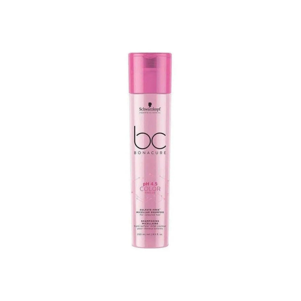 Pink bottle of Schwarzkopf Colour Freeze Micellar Sulfate Free Shampoo - 250ml