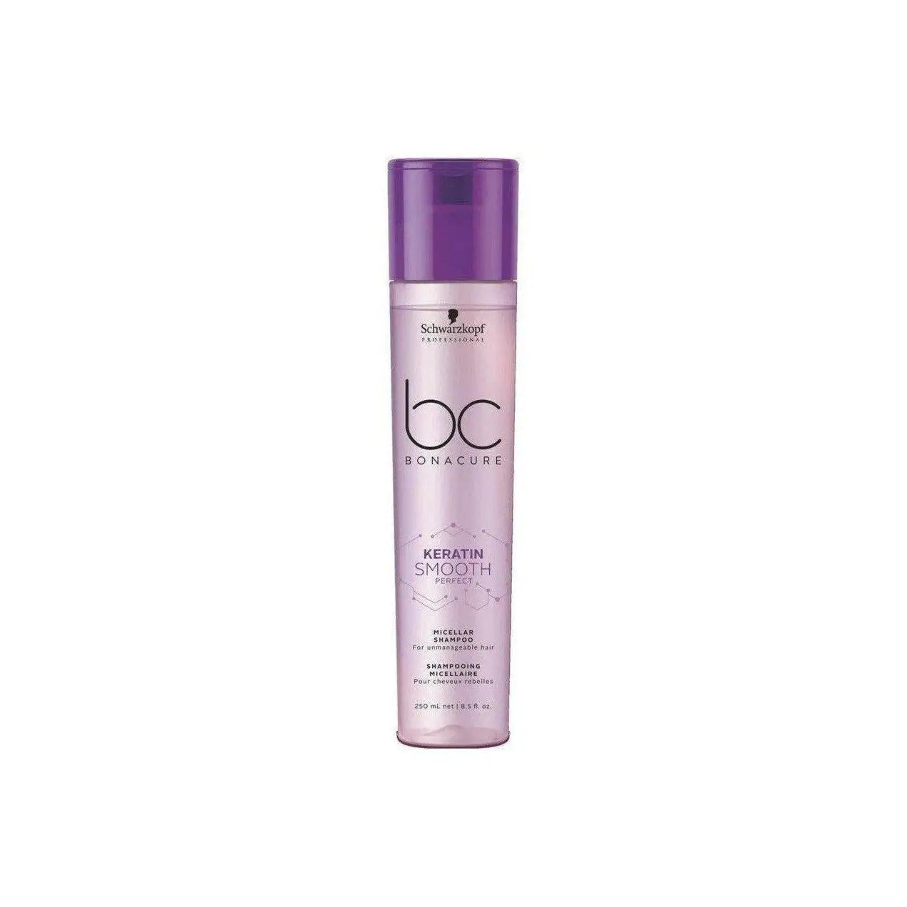 Purple and pink bottle of Schwarzkopf Keratin Smooth Perfect Micellar Shampoo - 250ml