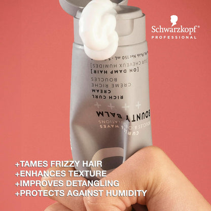 Schwarzkopf OSiS Bounty Balm Rich Curl Cream - 150ml helps tame frizz and enhances curl texture for beautiful hair.