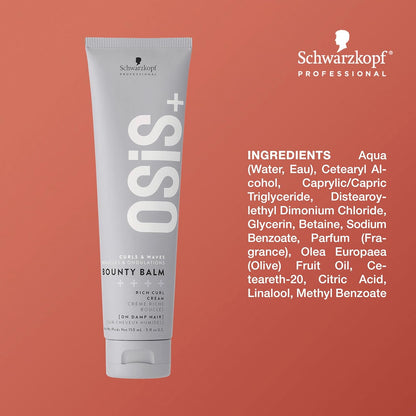 Schwarzkopf OSiS Bounty Balm Rich Curl Cream - 150ml tames frizz and enhances curls for beautiful, defined waves.