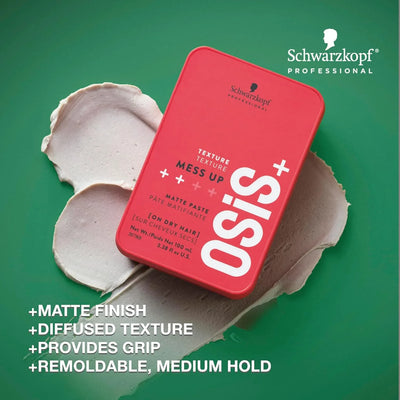 Schwarzkopf OSIS+ Mess Up Matte Paste: Texture & Hold for Effortless Hair Styling. Shop Now!