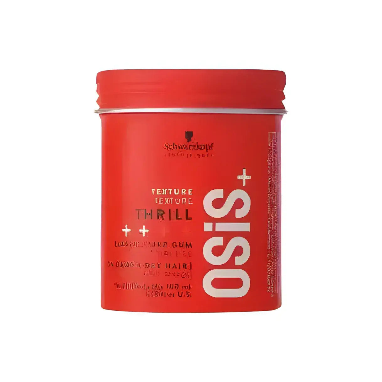 Jar of red paint with white background for Schwarzkopf Osis+ Thrill 100ml elastic fibre gum