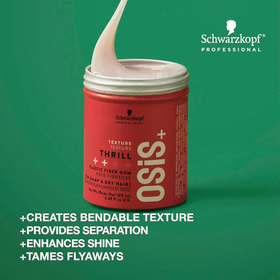 Schwarzkopf Osis+ Thrill Fiber Gum: Elastic hair styling product for texture, shine, and medium hold. Buy now!