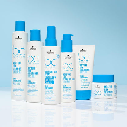 Schwarzkopf Professional BC Moisture Kick Treatment - 200ml featured among other hair care essentials for hydration.