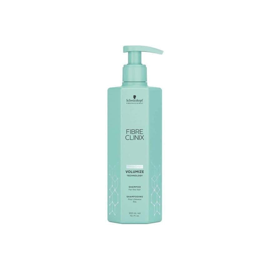 Mint green Schwarzkopf Professional Fibre Clinix Volumize Shampoo 300ml with pump dispenser