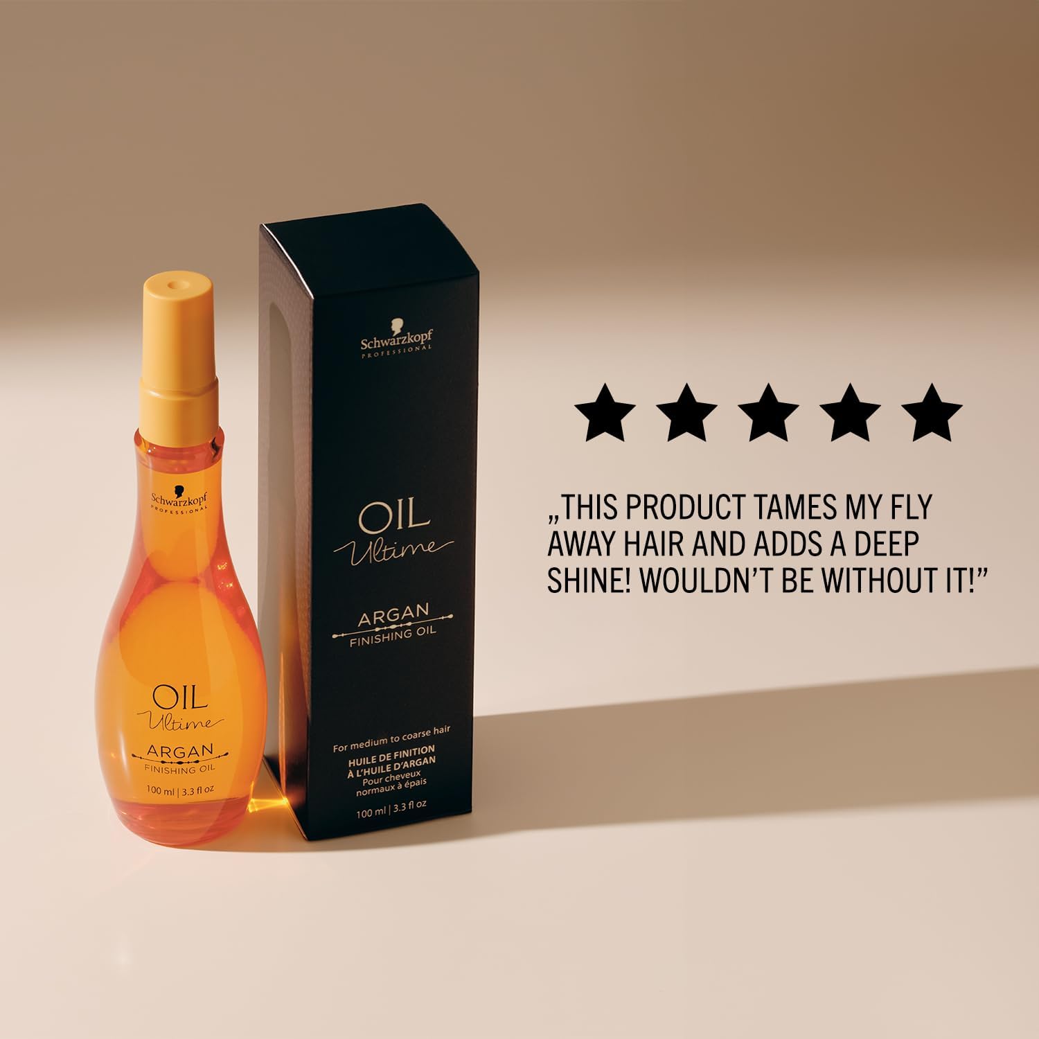 Schwarzkopf Professional Oil Ultime Argan Finishing Oil - 100ml enhances shine and tames frizz for beautiful hair.