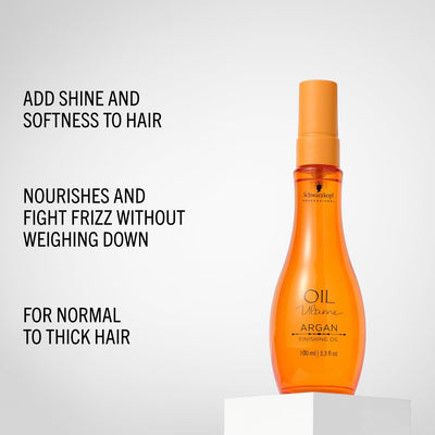 Schwarzkopf Professional Oil Ultime Argan Finishing Oil - 100ml adds shine and softness while fighting frizz effectively.