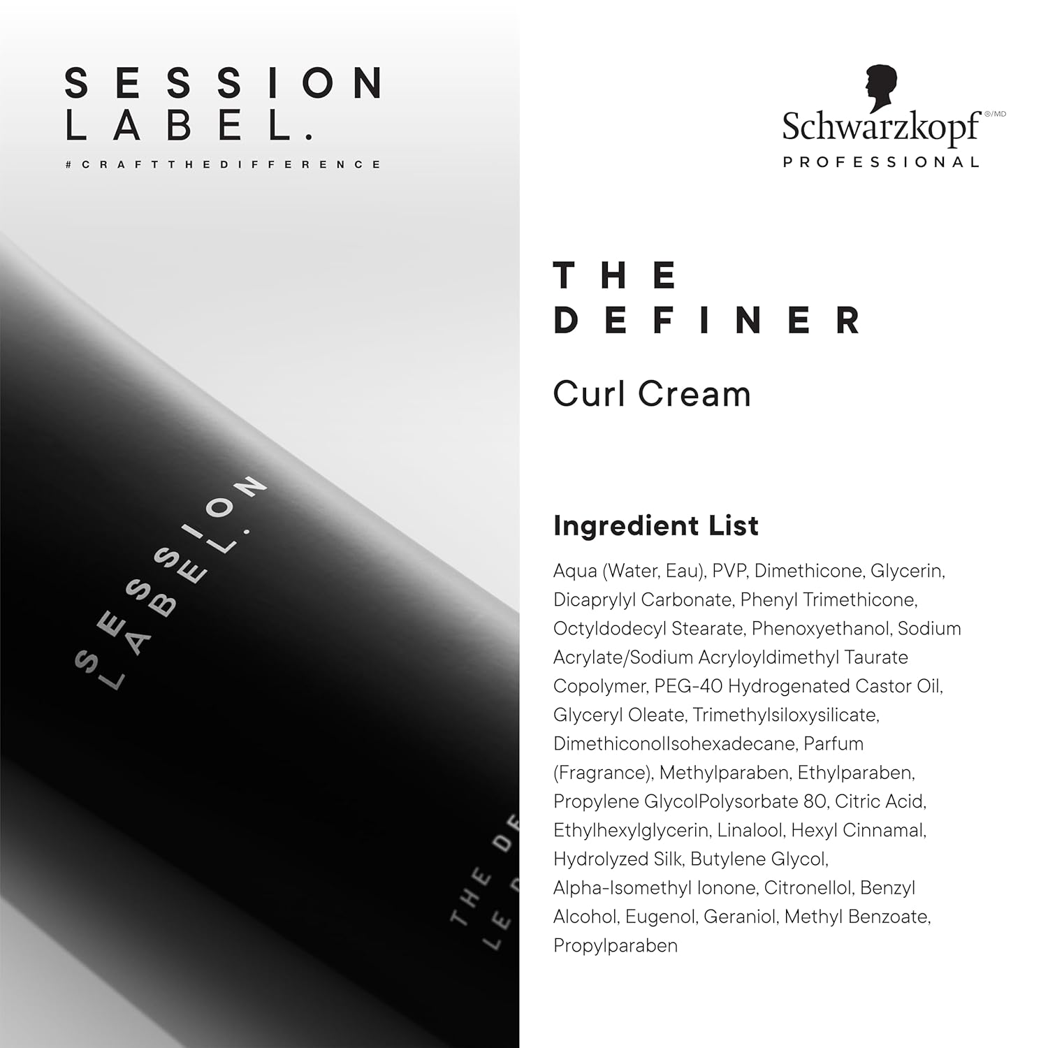 Schwarzkopf Session Label The Definer 150ml, a vegan curl-defining cream for perfect curls and waves.