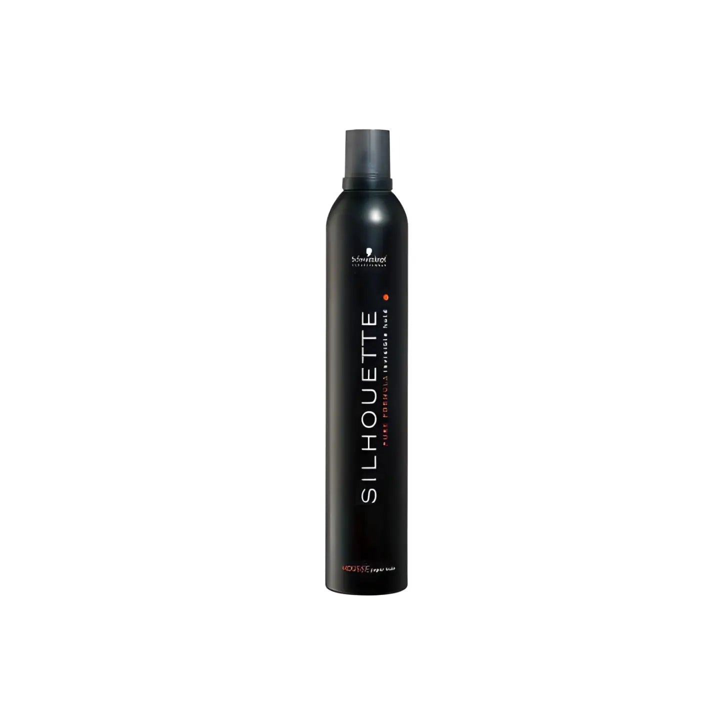 Black aerosol can of Schwarzkopf Silhouette Super Hold Mousse 200ml for ultimate styling