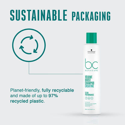 Schwarzkopf Volume Boost Shampoo 250ml in eco-friendly packaging, perfect for adding volume to lifeless hair.