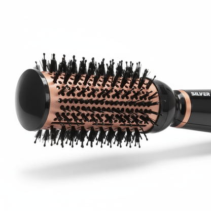 Silver Bullet Bliss Hot Air Brush with round barrel and mixed bristles for styling and volumizing hair