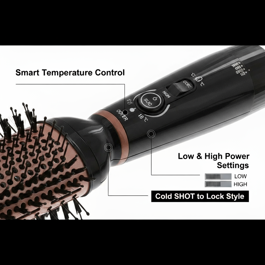 Silver Bullet Bliss Hot Air Brush with smart temperature control and low and high power settings