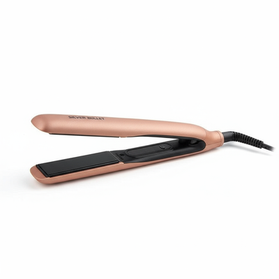 Silver Bullet Sleek Heat Ceramic Iron rose gold hair straightener with black ceramic plates