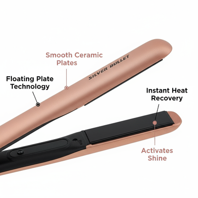 Silver Bullet Sleek Heat Ceramic Iron hair straightener with smooth ceramic plates and floating plate technology