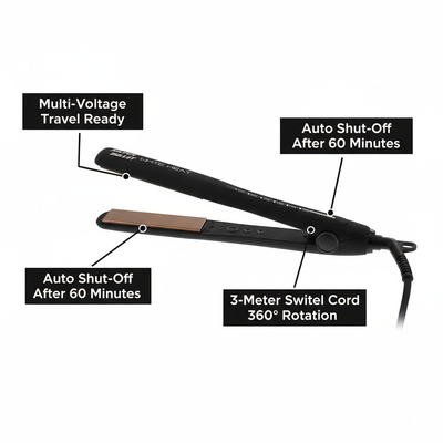 Silver Bullet titanium flatiron gold plate edition hair straightener with auto shut-off and 360 degree swivel cord