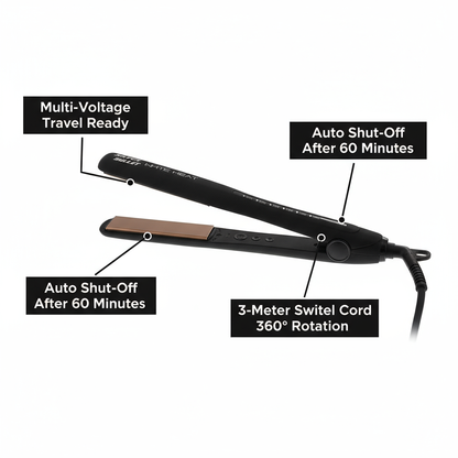 Silver Bullet titanium flatiron gold plate edition hair straightener with auto shut-off and 360 degree swivel cord